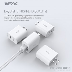 WEX - V24 încărcător de călătorie dual usb, încărcător de perete, adaptor de alimentare