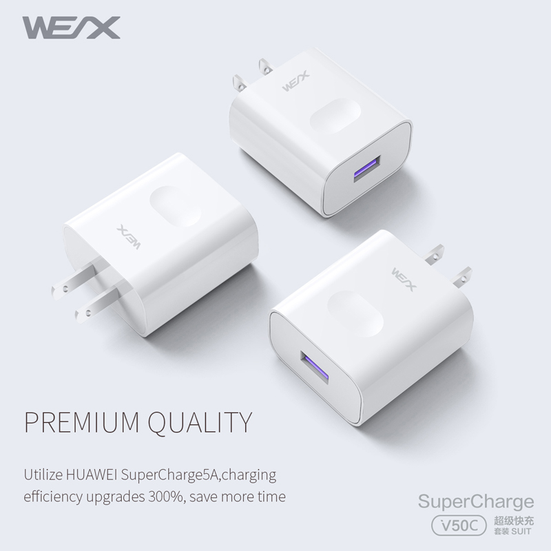 WEX - V50C 22,5 W HUAWEI Adaptor de alimentare Superfast Charge, încărcător de perete, încărcător de călătorie cuplat cu cablu 5A